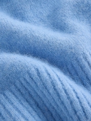 Azul claro - Long Sleeve High V-Neck Fuzzy Knit Jumper With Wool - Imagem 6 de 7