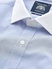 Savile Row Company Blue Slim Fit Cotton Poplin Striped Winchester Double Cuff Formal Shirt - Image 5 of 5