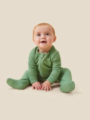 MORI Organic Cotton & Bamboo Ribbed Zip Up Sleepsuit - Image 1 of 4
