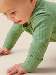MORI Organic Cotton & Bamboo Ribbed Zip Up Sleepsuit - Image 2 of 4