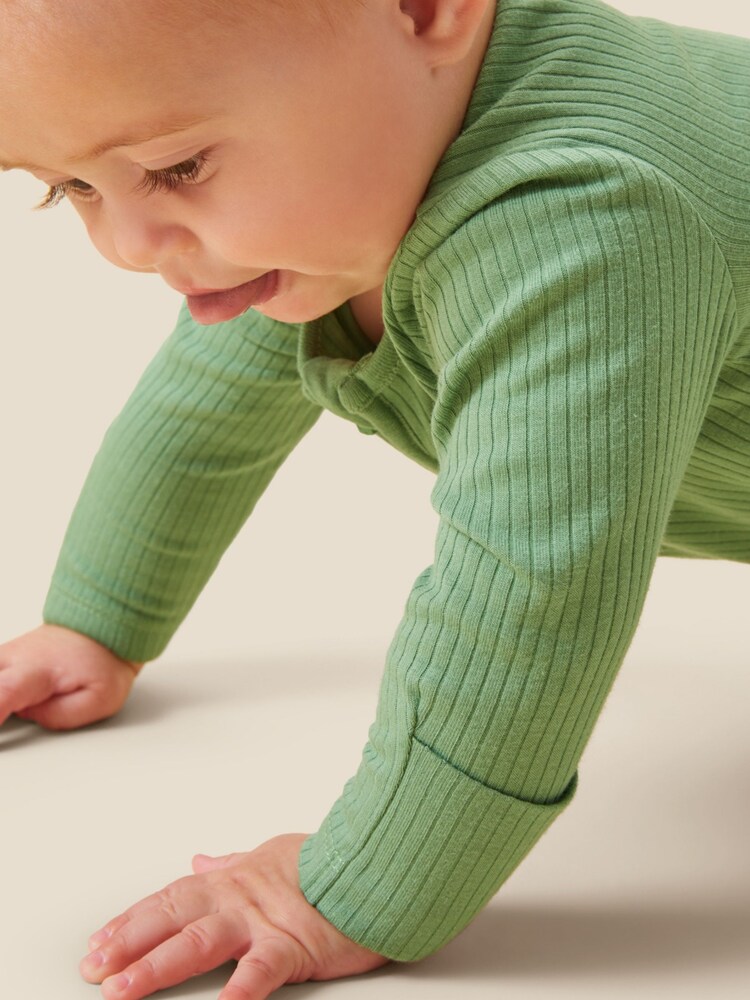 MORI Organic Cotton & Bamboo Ribbed Zip Up Sleepsuit - Image 2 of 4