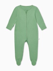 MORI Organic Cotton & Bamboo Ribbed Zip Up Sleepsuit - Image 3 of 4