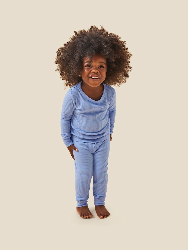 MORI Cotton & Bamboo Kids Blue Pyjama Set - Image 2 of 6