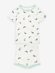 MORI Organic Cotton & Bamboo Whale White Print Short Pyjama Set - Image 1 of 3