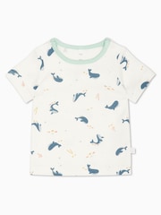 MORI Organic Cotton & Bamboo Whale White Print Short Pyjama Set - Image 2 of 3