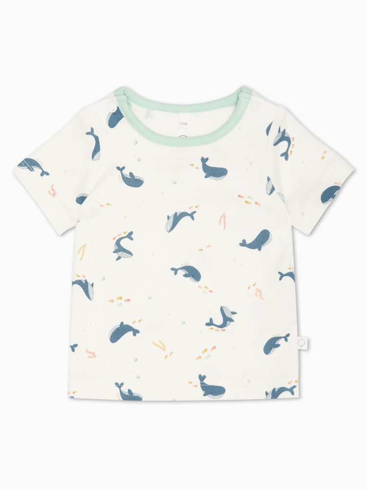 MORI Organic Cotton & Bamboo Whale White Print Short Pyjama Set - Image 2 of 3