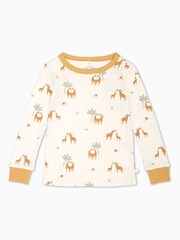 MORI Cream Organic Cotton & Bamboo Giraffe Print Pyjama Set - Image 1 of 4