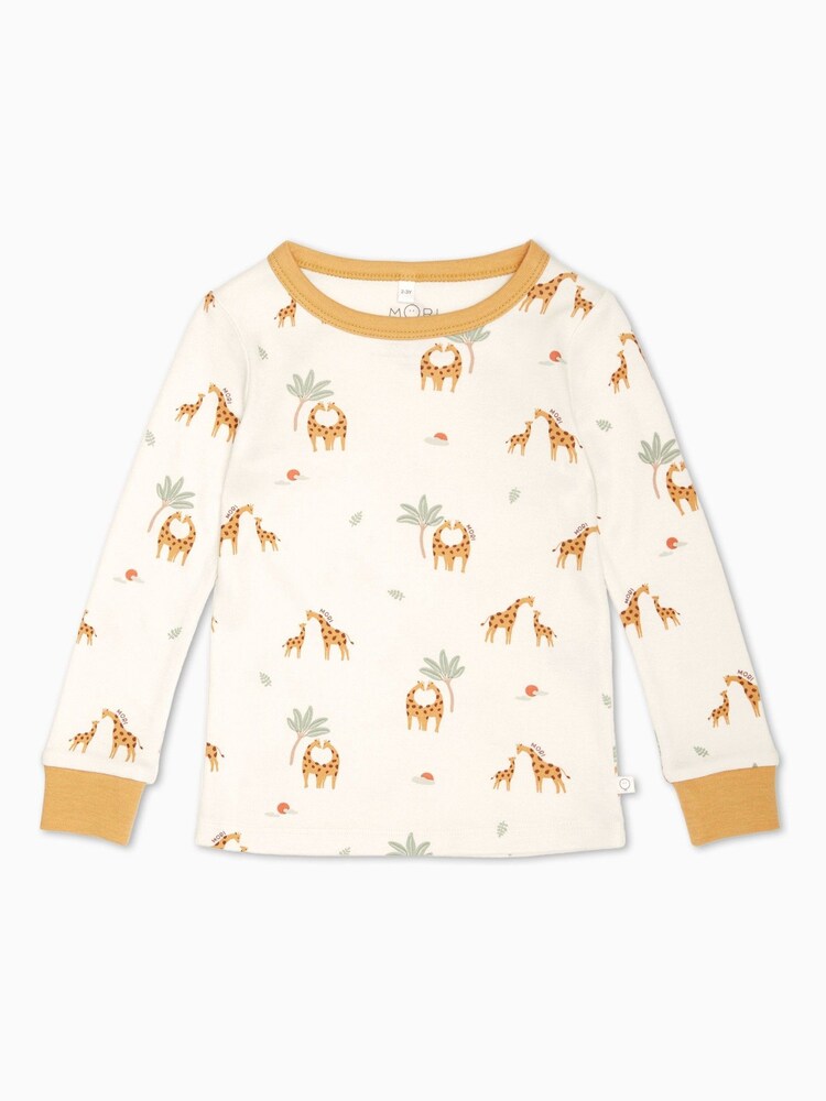 MORI Cream Organic Cotton & Bamboo Giraffe Print Pyjama Set - Image 1 of 4