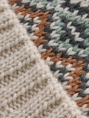Ecru Cream Fairisle Pattern Baby Knitted Pom Hat (0mths-2yrs) - Image 3 of 5