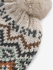 Ecru Cream Fairisle Pattern Baby Knitted Pom Hat (0mths-2yrs) - Image 5 of 5
