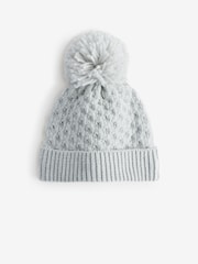 Grey Baby Waffle Pom Hat (0mths-2yrs) - Image 1 of 4