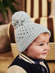 Grey Baby Waffle Pom Hat (0mths-2yrs) - Image 2 of 4