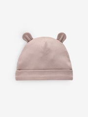 Black/White Baby Bear Ear Beanie 100% Cotton Hats 3 Pack (0-18mths) - Image 3 of 4