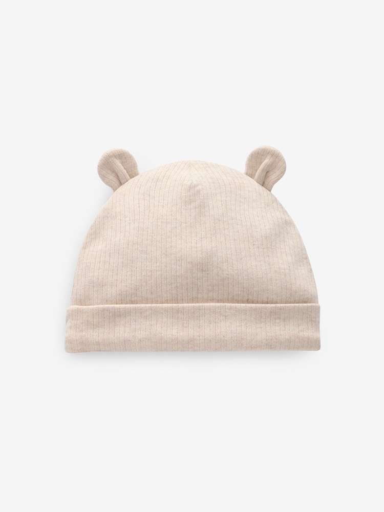 Black/White Baby Bear Ear Beanie 100% Cotton Hats 3 Pack (0-18mths) - Image 4 of 4