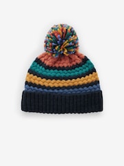Rainbow Stripe Baby Knitted Pom Hat (0mths-2yrs) - Image 1 of 5