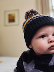 Rainbow Stripe Baby Knitted Pom Hat (0mths-2yrs) - Image 3 of 5