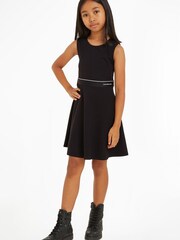 Calvin Klein Black Logo Tape Sleeveless Punto Dress - Image 1 of 6