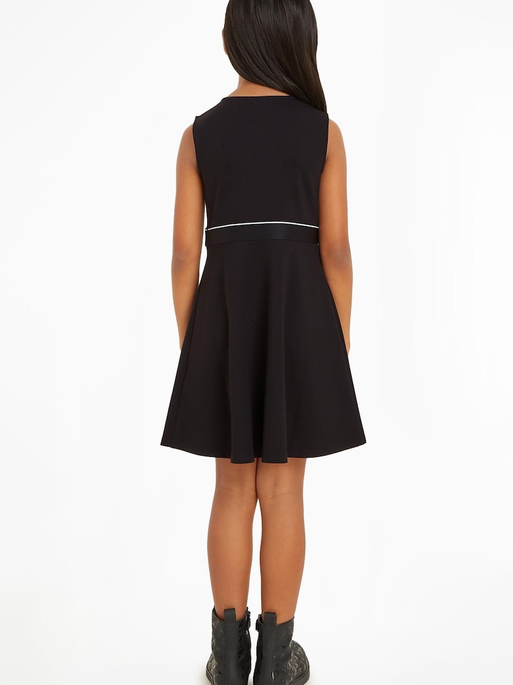 Calvin Klein Black Logo Tape Sleeveless Punto Dress - Image 2 of 6