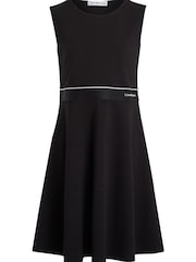 Calvin Klein Black Logo Tape Sleeveless Punto Dress - Image 4 of 6