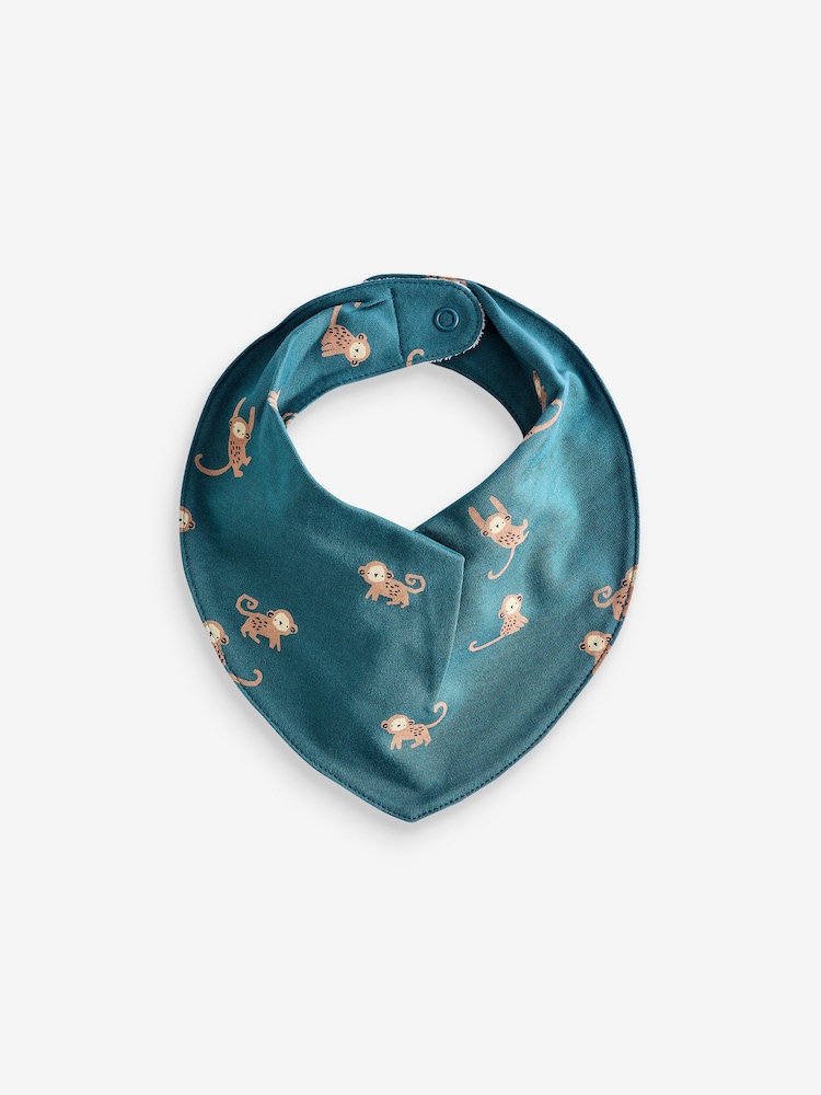 Blauwgroen - 5 Pack Dribble Baby 100% Cotton Bibs - Image 6 of 7