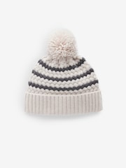 Ecru White Baby Knitted Pom Hat (0mths-2yrs) - Image 1 of 3