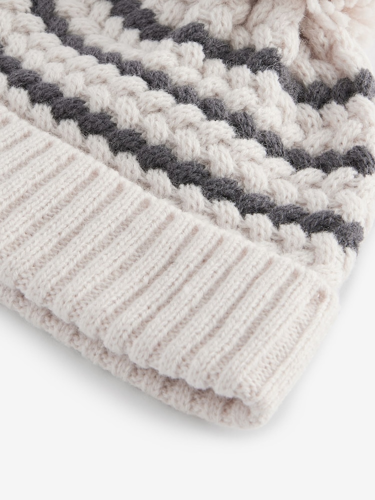 Ecru White Baby Knitted Pom Hat (0mths-2yrs) - Image 2 of 3