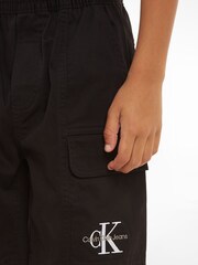 Negru - Pantaloni scurți cargo cu logo Calvin Klein - Imaginea 3 din 6