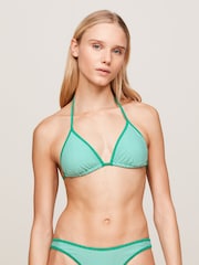 Tommy Hilfiger Green Triangle Stripe Bikini Top - Image 1 of 5