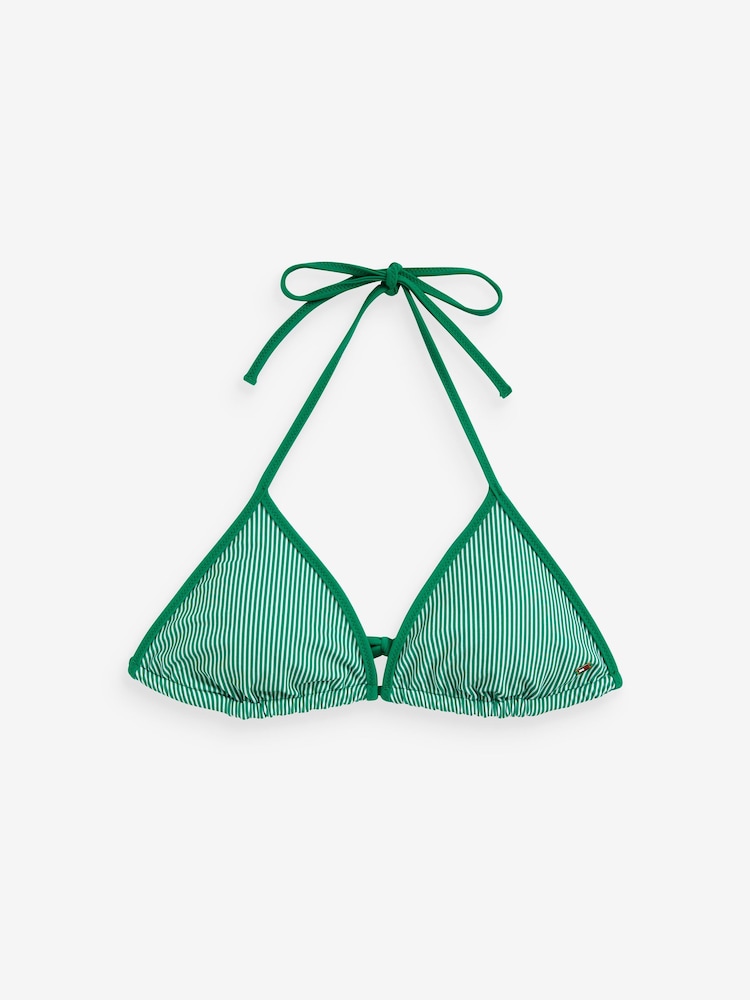 Tommy Hilfiger Green Triangle Stripe Bikini Top - Image 5 of 5