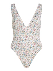 Tommy Hilfiger Cream Plunge One Piece Swimsuit - Image 4 of 6