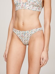Tommy Hilfiger Light Cream Logo Print Fixed Triangle Bikini - Image 1 of 6