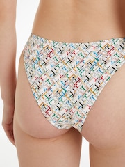 Tommy Hilfiger Light Cream Logo Print Fixed Triangle Bikini - Image 3 of 6