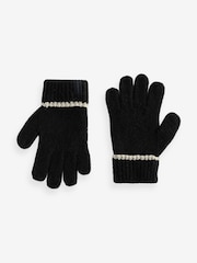 smALLSAINTS Black Metallic Gold Star Beanie and Gloves Set - Image 3 of 7