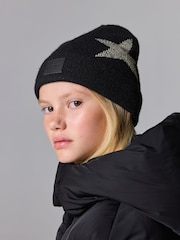 smALLSAINTS Black Metallic Gold Star Beanie and Gloves Set - Image 6 of 7