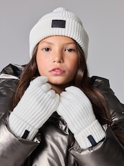 smALLSAINTS Cream Farren Beanie and Gloves Set - Image 1 of 8