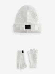 smALLSAINTS Cream Farren Beanie and Gloves Set - Image 4 of 8