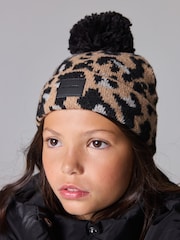 smALLSAINTS Leopard Print Kaia Knitted Beanie - Image 2 of 7