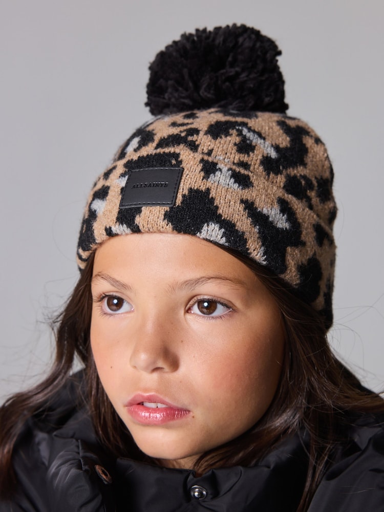 smALLSAINTS Leopard Print Kaia Knitted Beanie - Image 2 of 7