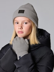 smALLSAINTS Grey Farren Beanie and Gloves Set - Image 1 of 7