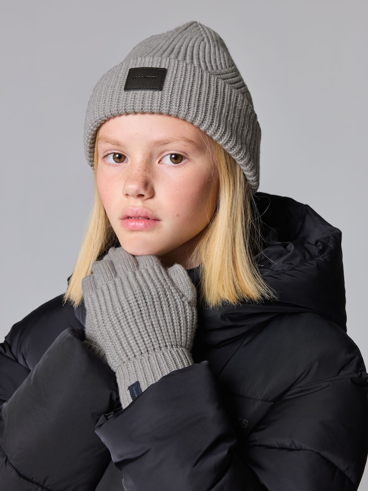 smALLSAINTS Grey Farren Beanie and Gloves Set - Image 1 of 7