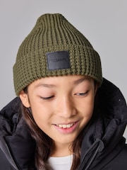 smALLSAINTS Khaki Green Nevada Ribbed Beanie and Gloves Set - Image 2 of 8