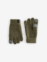smALLSAINTS Khaki Green Nevada Ribbed Beanie and Gloves Set - Image 5 of 8