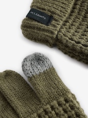smALLSAINTS Khaki Green Nevada Ribbed Beanie and Gloves Set - Image 8 of 8
