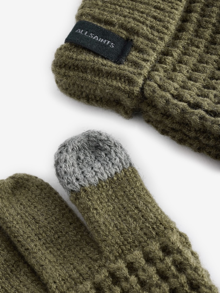 smALLSAINTS Khaki Green Nevada Ribbed Beanie and Gloves Set - Image 8 of 8