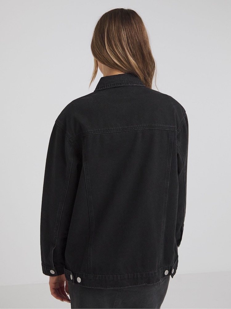 Simply Be Black Boyfriend 100% Cotton Denim Jacket - Image 2 of 4 Simply Be Black Boyfriend 100% Cotton Denim Jacket - Image 2 of 4