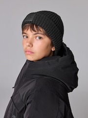smALLSAINTS Black Nevada Ribbed Beanie and Gloves Set - Image 2 of 7