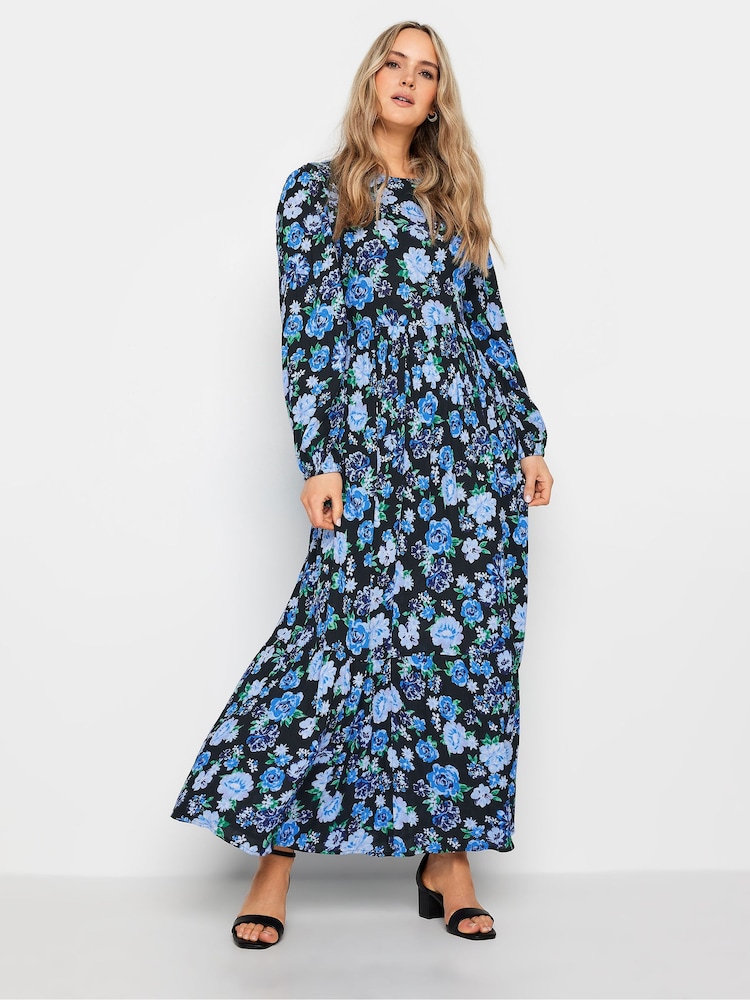 Long Tall Sally Blue Floral Print Tiered Maxi Dress - Image 1 of 4