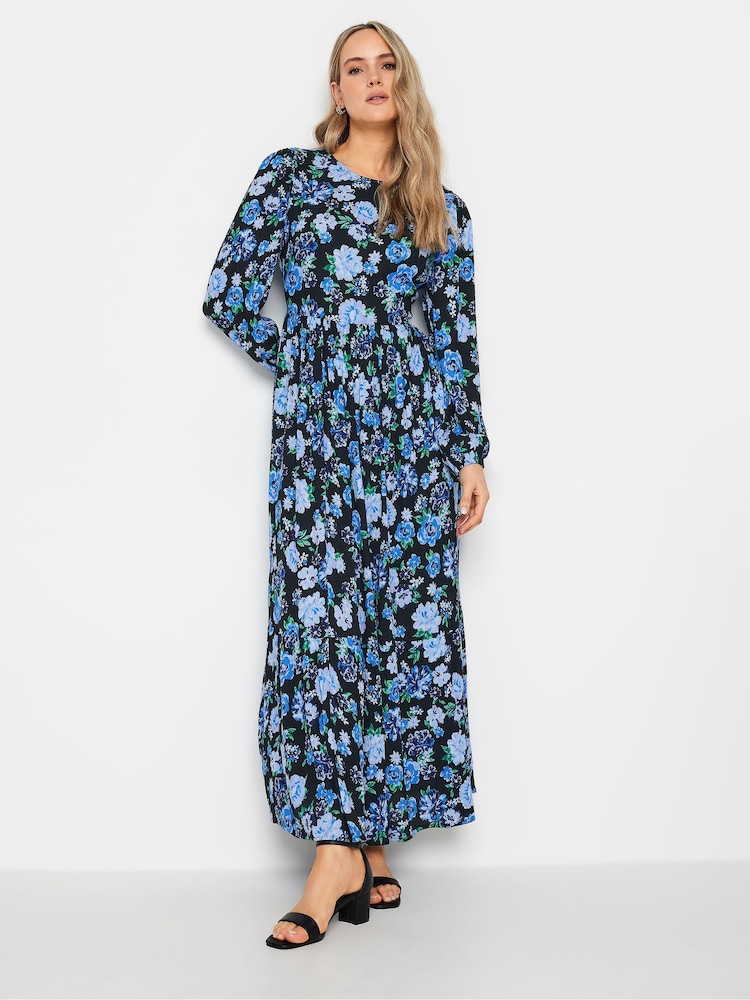 Long Tall Sally Blue Floral Print Tiered Maxi Dress - Image 2 of 4