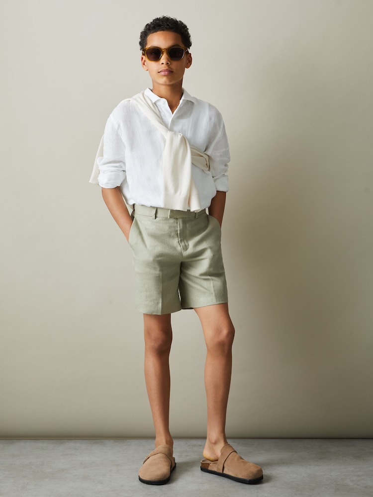 Reiss Apple Kin Linen Suit Shorts - Image 2 of 4
