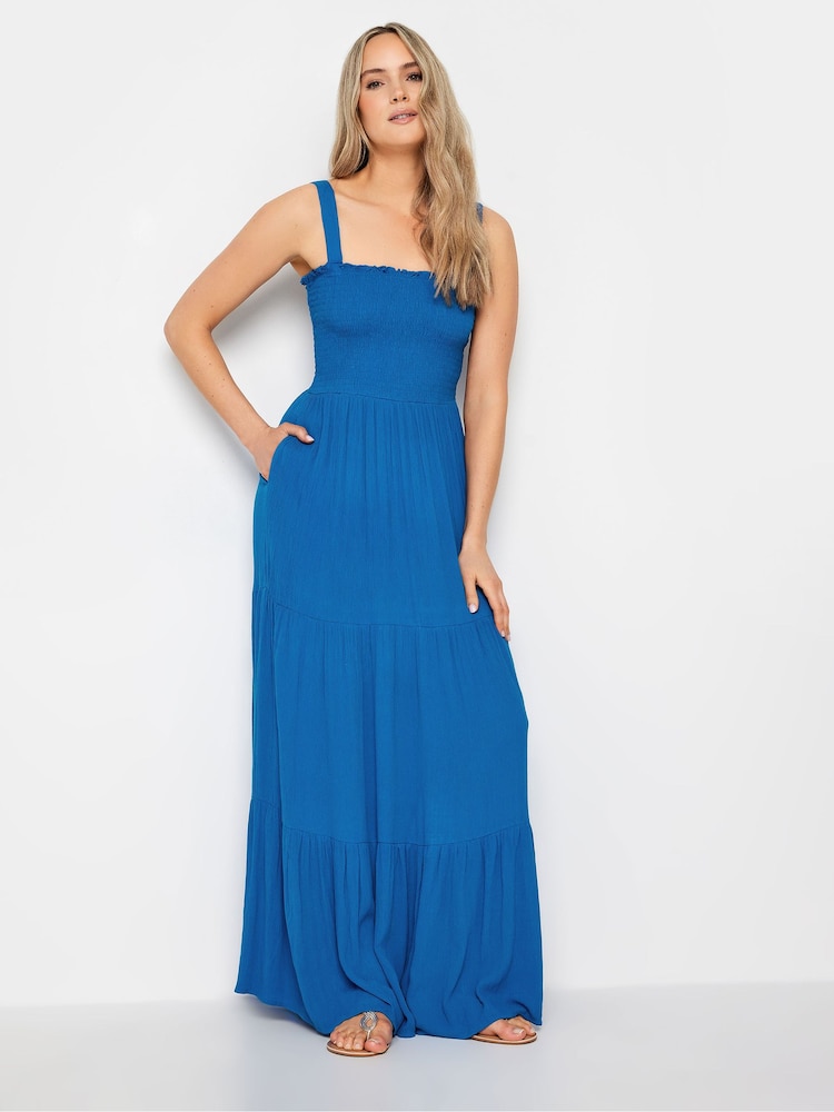 Long Tall Sally Blue Crinkle Tiered Dress - Image 1 of 5